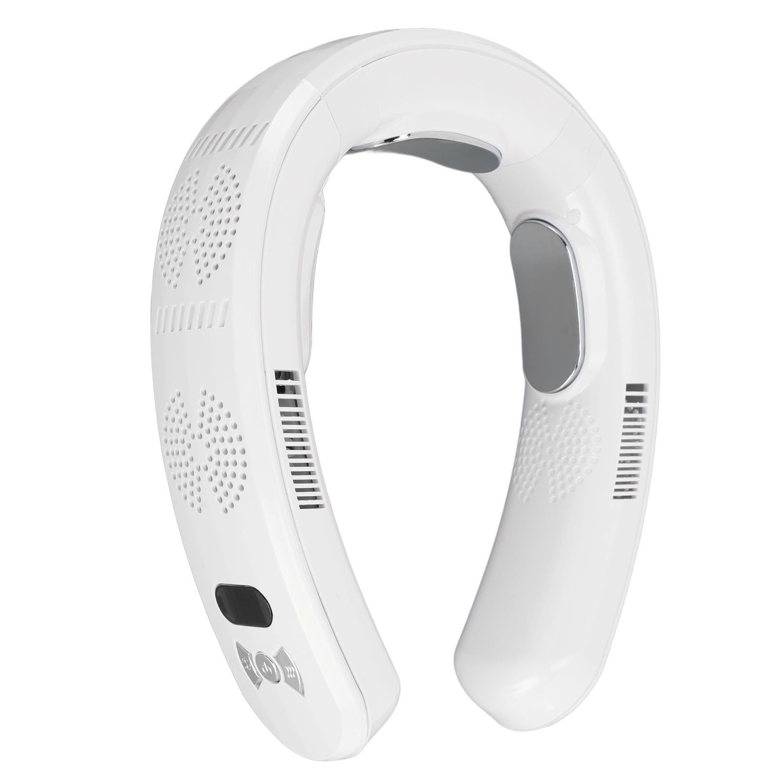 SIXRUN Stilvolles Design, Wiederaufladbarer, Flügelloser Nackenventilator, Tragbare Nackenklimaanlage mit 3 Geschwindigkeiten für Camping (WHITE)