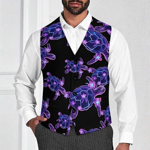 Sea Turtle Men's Suit Vest Waistcoat Vests Formal Dress with 2 Pockets for Business Casual Tuxedo2