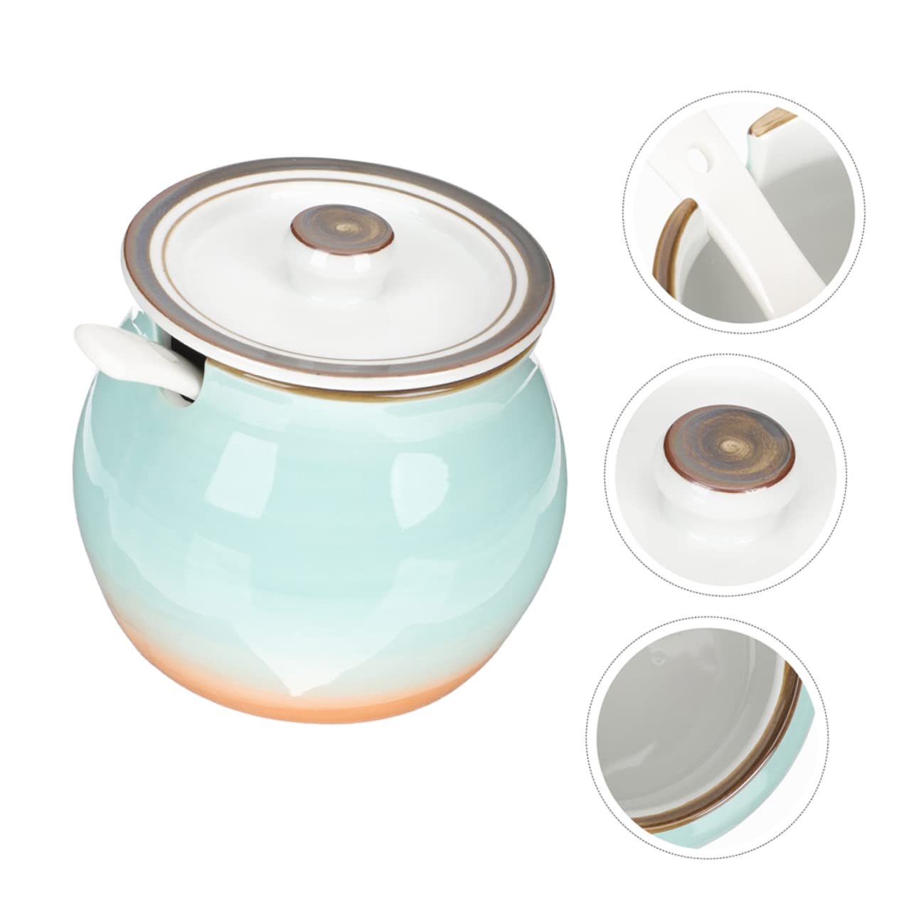 BESTonZON Sucrier À Café Récipients À Café Salière Avec Couvercle Récipient Avec Couvercle Sucrier Avec Et Cuillère Ensemble Crème Et Sucre ers Pot En Céramique Avec