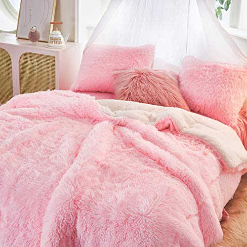 Joyreap 3-Piece Plush Shaggy Comforter Set, Twin Size Luxury Faux Fur Sherpa Reversible Bedding Comforter Set, Ultra Cozy Warm Fluffy Bedding Set For Winter (Pink, 68X86 Inches) #TOP1