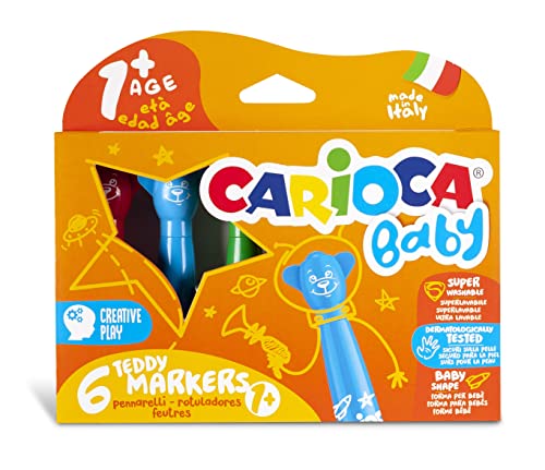 Carioca Teddy Markers Baby, 6 rotuladores, Multicolor
