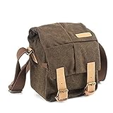 BESTEK Waterproof Canvas SLR DSLR Camera Shoulder Bag Vintage Messenger Bag Gadget Bag with Shockproof Insert Brown