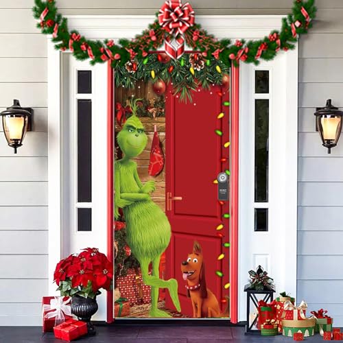 REGAPOG Grinch Weihnachtsdeko Tür Abdeckung Dekoration Grinch Hängen...