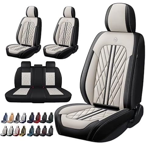 ANKIV Universal Fit Waterproof Breathable Nappa Leather Automotive Vehicle Car Seat Covers Set Cushion Protector for Sedan SUV Cover