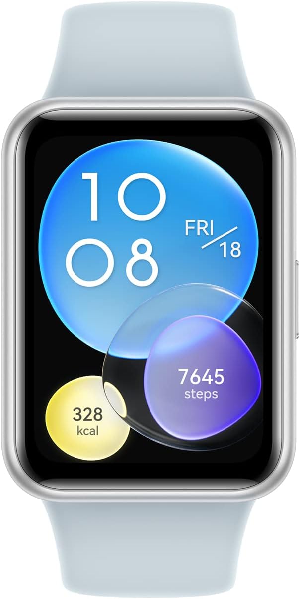Huawei Watch Fit 2 Smartwatch, 1.74 Inch Huawei Fullview Display, Isle Blue/Silicone Strap, Model: YDA-B09S, Small