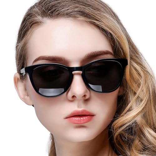 KANASTAL Lunettes de Soleil Femme Polarisées Mode Vintage Lunette de Soleil Noir Polarisante Retro Classique UV400 Protection