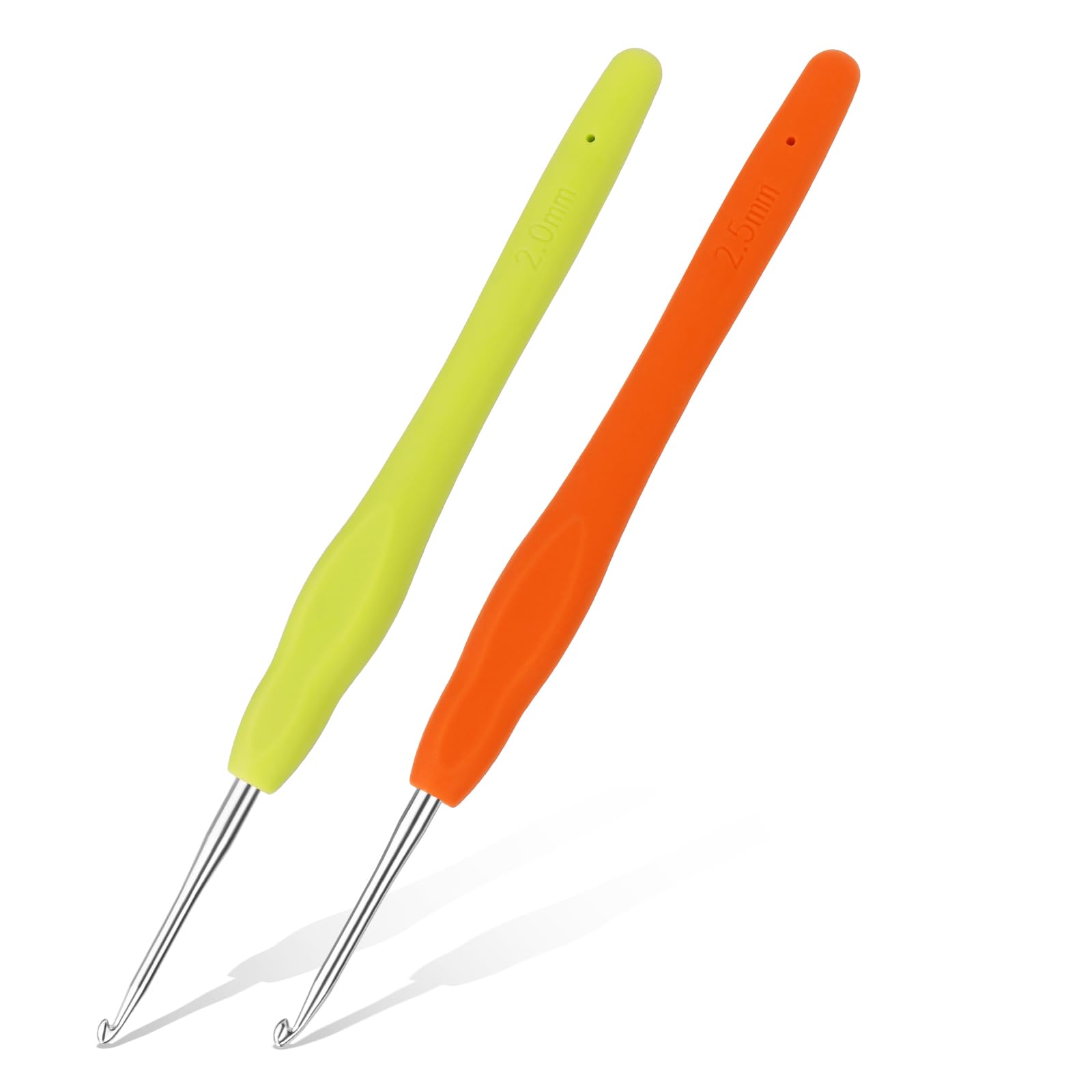 Iuuidu 2PCS 2.0/2.5mm Crochet Hooks, Ergonomic Handle Crochet Hooks