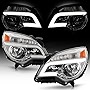 ACANII - For [Halogen Model] 2010-2015 Chevy Equinox Chrome Upgrade Style LED Tube Headlights Headlamps Pair Left+Right