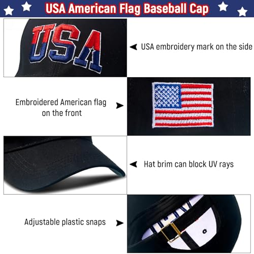Image of 2 Pcs American Flag Hat Patriotic Baseball Caps USA Trucker Hats 4th of July Veteran Military for Men