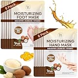 Mascarilla Manos & Mascarilla Pies Hidratantes con Manteca de Karité, Aceite de Jojoba y Vitamina E, Guantes & Calcetines Hidratantes, 6 Pares de Cada