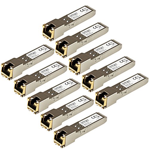 Image of StarTech.com 10 Pack HPE J8177C Compatible SFP Module - 1000BASE-T - SFP to RJ45 Cat6 /Cat5e - 1GE Gigabit Ethernet SFP - RJ-45 100m - HPE 1810, 1820, 2530 (J8177C10PKST)
