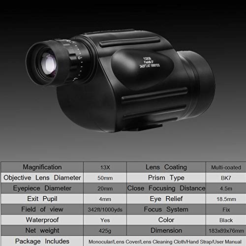 Telescopio Monocular Resistente Agua y Niebla 13×50X Zoom miniatura 3