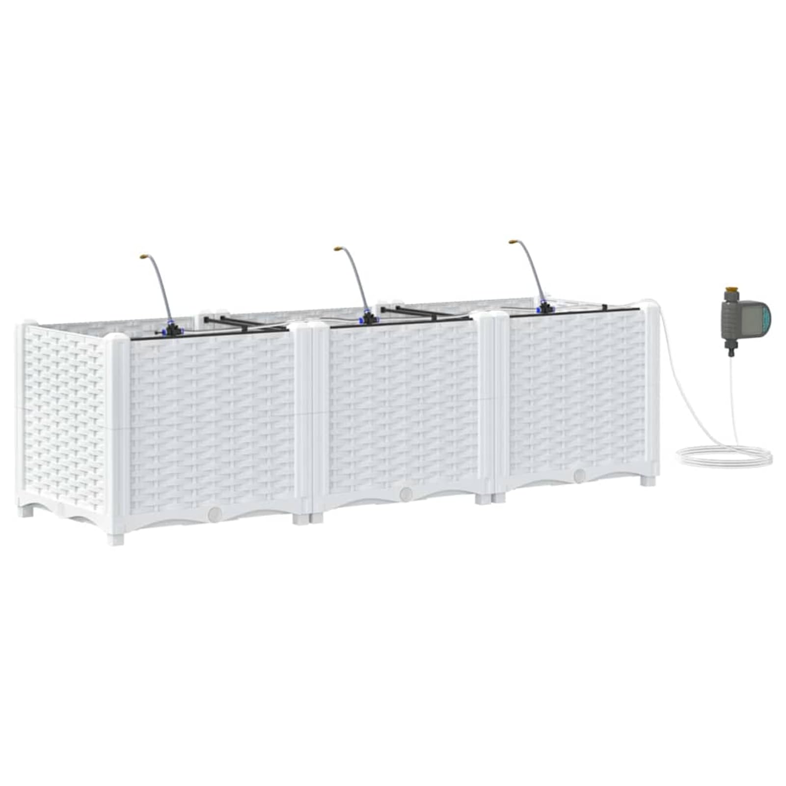 Geecher Vaso da Giardino 3 Pezzi, con Sistema di irrigazione Integrato, 120x40x37,5 cm, in Acciaio, fioriera per Esterni per Principianti e Appassionati di Giardinaggio