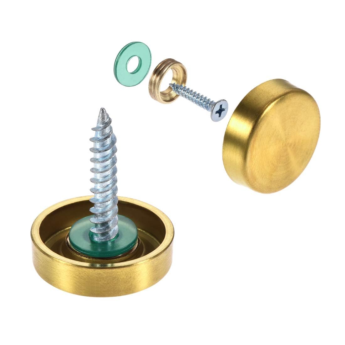 TOP-VIGOR 19mm Screw Cover Caps, 8Pcs Brushed Mirror Screw Caps, Gold — image 1