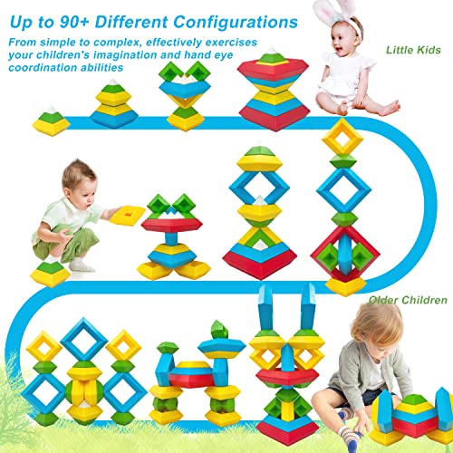 Laekou New Upgraded 15 Pcs Building Blocks For Toddlers 1-3, Pyramid Stacking Montessori Toys For 2 3 4 5 6 Year Old, Educational Stem Sensory Kids Toys, Preschool Stackable Boys Girls Gifts Age 2-4 #TOP3