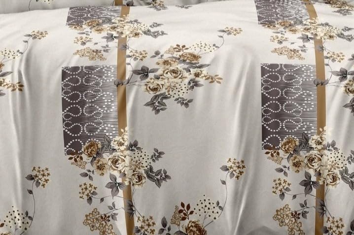 Image of DECOR2ADMIRE 300 TC Super King Size Glace Cotton Printed Bedsheet with 2 Pillow Covers - 108 inch x 108 inch (275cm x 275cm) - Available in Multiple Elegant Designs (Heritage Rose Pattern)