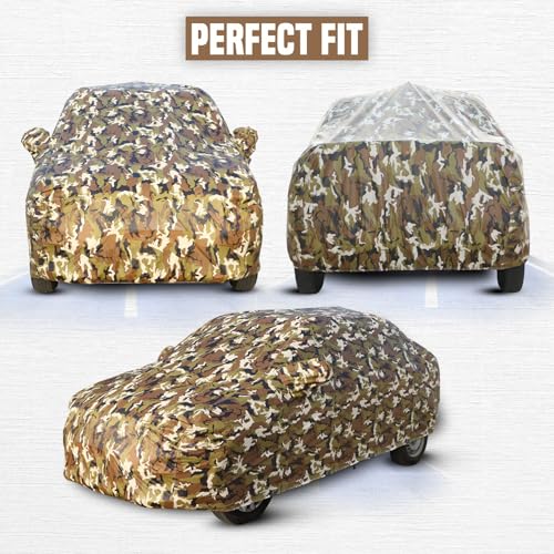 Image of GROOFOO Car Cover Compatible with Maruti Suzuki Celerio | Camouflage, Waterproof, Dustproof, UV Protection | Military Jungle Design | Custom Fit, Triple Stitched | All Weather Body Cover