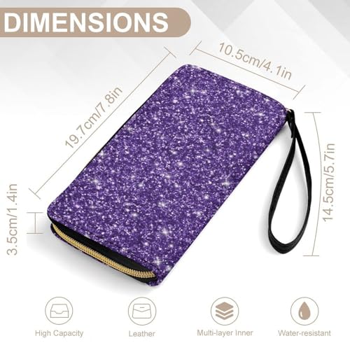 Purple Ombre Glitters Wallet Wristlet Zipper Purse with Hand Strap Travel Credit Card Holder for Adult Daily Use Gifts2