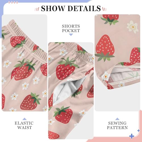 Pajama Pants Strawberries Flowers Pattern PJ Bottoms Sleepwear Lounge Sleep Pant with Pockets4