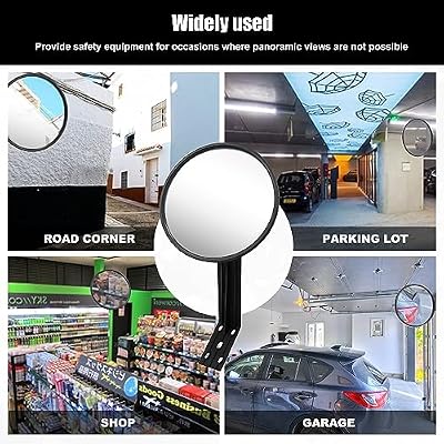 CNQLIS 8 Inch Convex Mirror Outdoor with Adjustable Wall Fixing Bracket,Blindspot Traffic Mirror for Driveway Garage Park Outdoor Wide Angle View Curved Security Blind Spot Mirrors
