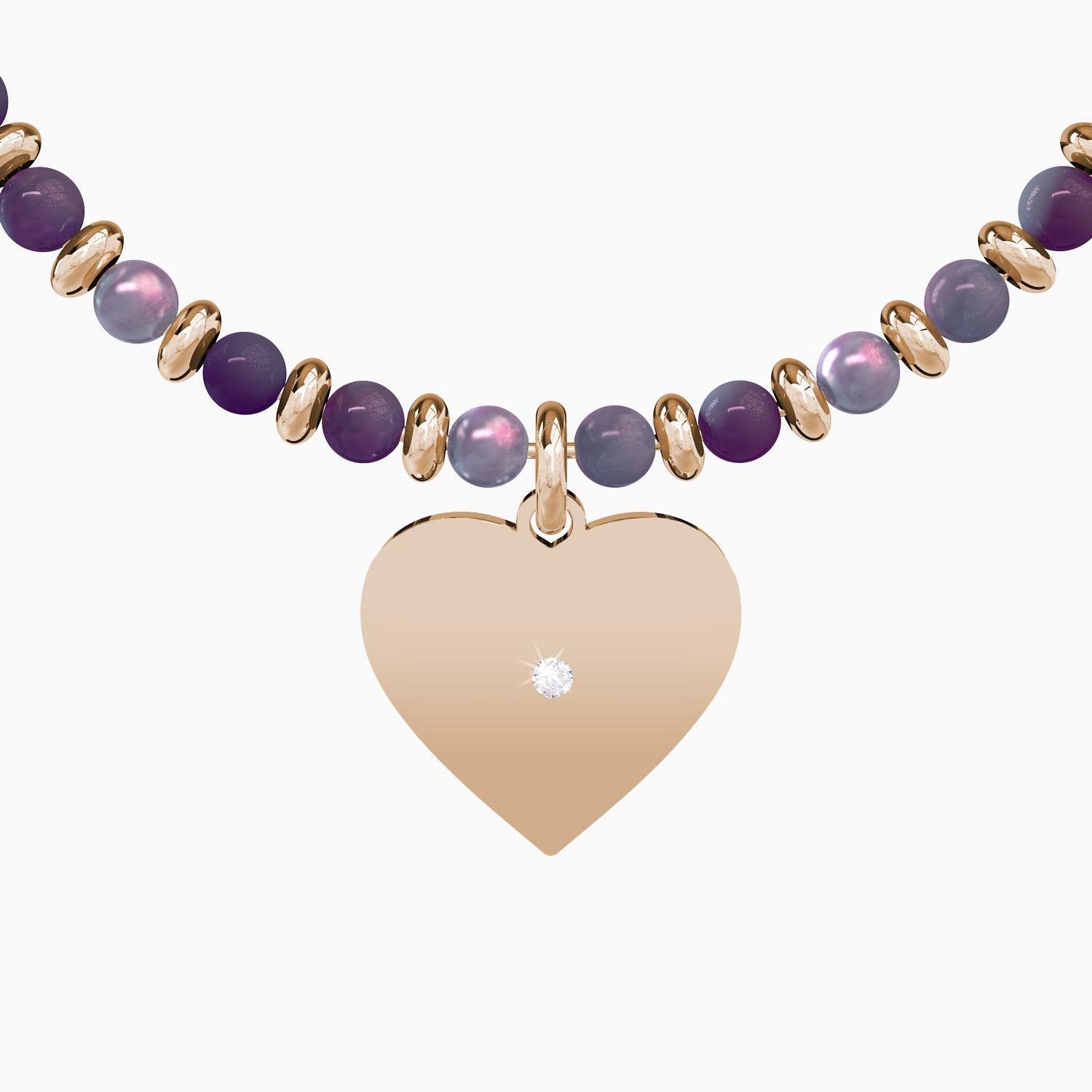 KIDULT - Bracciale ametista e acciaio 316L Pvd Rose' | Special Moments