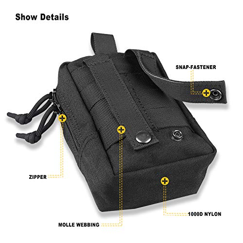 AMYIPO MOLLE Pouch Multi-purpose Compact Tactical Waist Bags Small Utility Pouch (Black (6" x 4" Pouch + 8" x 4.5" Pouch)) - Image 6