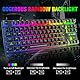Kabellose Gaming-Tastatur und Maus, 87 Tasten, Regenbogen-LED-Hintergrundbeleuchtung, wiederaufladbar, 3800 mAh Akku, mechanisches Gefühl, Anti-Ghosting, ergonomisch, wasserdicht, RGB-Maus (schwarz)