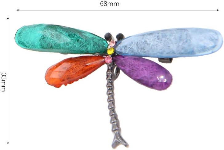 Apol Set of 5 Multicolor Dragonfly Brooch Pin, Alloy Flying Insect Crystal Rhinestones Brooches Set for Mother's Day/Birthday