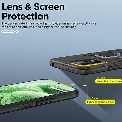 Image of Pikkme Poco X5 5G / Mi Redmi Note 12 5G Back Cover | D5 Tough Armor Bumper | 360 Protection Case | Ring Holder Stand Case for Poco X5 5G / Mi Redmi Note 12 5G (Black)