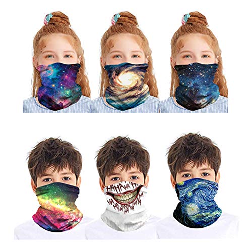 6Pcs Kids Galaxy Neck Gaiters Face Mask Bandanas Face Covering Scarf...