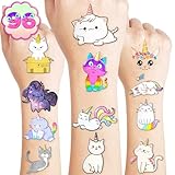 Generic Caticorn Temporary Tattoos 96PCS, Assorted Colors, Small Size, Perfect for Kids Birthday Parties