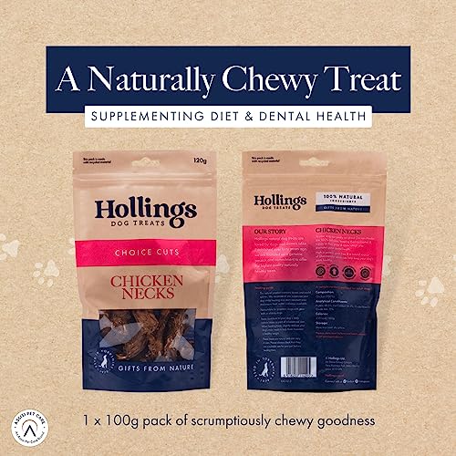 Hollings Chicken Necks Dog Treats, 100% Natural Air Dried Chew Treats for Adult Dogs, Grain Free and High in Protein (120g) - Image 3