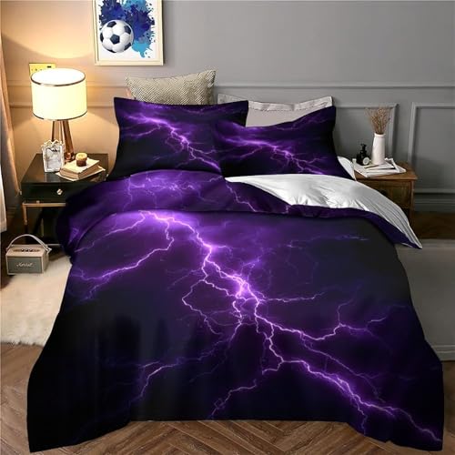 Housse de Couette Fleurs Violettes 260x220 Microfibre Parure Lit 3D