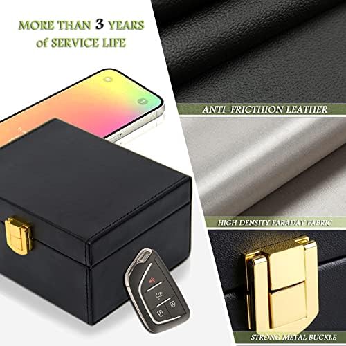 Faraday Box & 2 Pack Faraday Pouch for Car Keys,Small Faraday Bag for Key Fob Protector,Anti-theft Car Key Signal Blocker Box for Keyless Entry