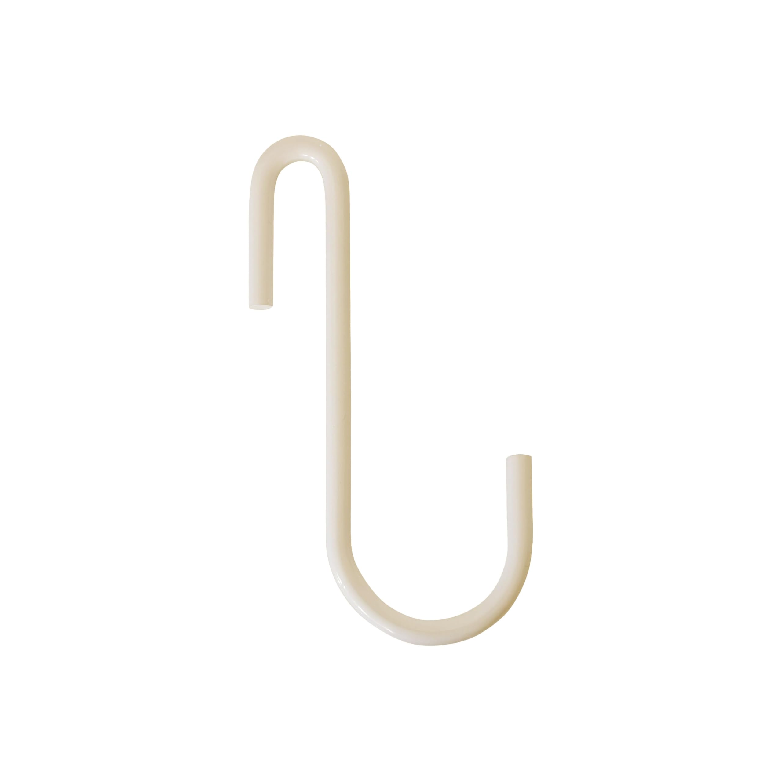 Gancio appendiabiti GARD con gancio a S | Passante in pelle PU vegana | Cinturino in pelle sintetica decorativo per aste di guardaroba, appendiabiti, cinghie in pelle (nastro marrone/gancio beige, set