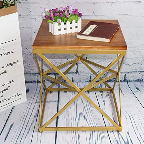 YueQiSong Modern Nordic Simple Wrought Iron Coffee Table Wooden Table