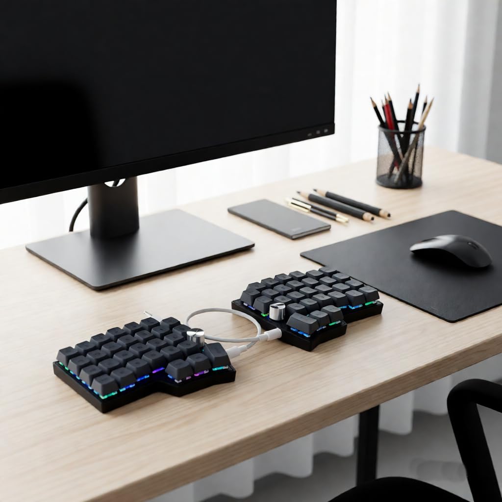 Amazon | SZRKBD&CORNE 有線人間工学メカニカルキーボード、ノブ付き