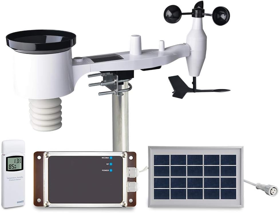 WH6006E US 433 MHz Weather Station Seven-in-One Solar Powered Wireless 4G/3G Cellular Weather Station with Remote Monitoring and SMS Alerts
