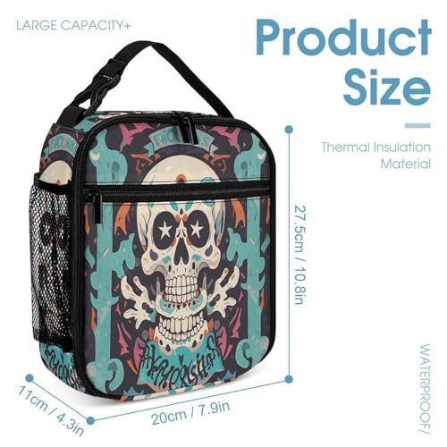 3Pcs Backpack Sets Rock Skull Print Travel Daypack 3 in 1 Lightweight Backpack Set with Lunch Bag And Cosmetic Bag4