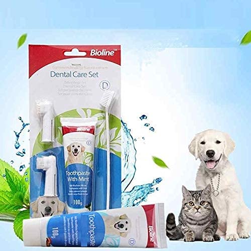 Tredesk Dental Care Set For Dogs And Puppies-One Long Toothbrush, 2 Finger Toothbrushes And 1 Mint Flavour Multi Action Toothpaste 100 G/Dog Toothpaste Mint Flavor 100G (B09MHFDSYV) Amazon Price History, Amazon Price Tracker