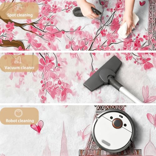 Tapis lavable en machine antidérapant motif cerisier