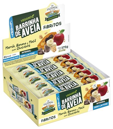 BIOSOFT Barrinha De Aveia - Fibritos Mamao, Banana E Maça Com Chocolate Light 25g. Display com 15 un