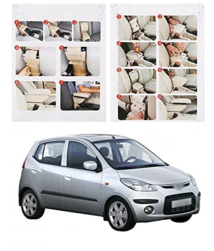 Image of Armrest with in-Built Glass Holder and Portable Ash Tray Arm Rest Console Compatible with i10