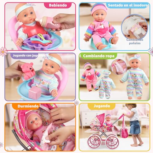 Cochecito De Muñecas Plegable Para Niñas – Estable, Resistente Y Fácil De Guardar, Para Muñecas Y Peluches A Partir De 3 Años