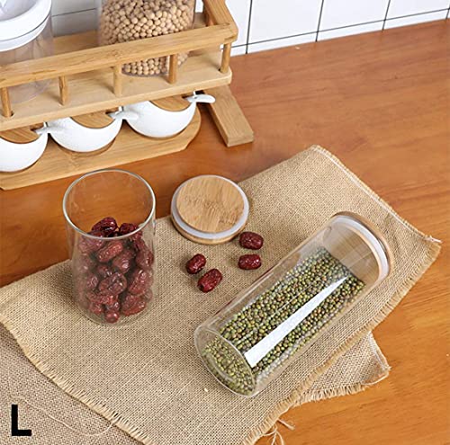 Image of 1400 ML Round Airtight Glass Jar for Food Storage Set,Airtight Food Jars with Bamboo Lids Glass Kitchen Glass multipurpose use set of 12(12, Round BAMBOO LID GLASS JAR 1400ml -)