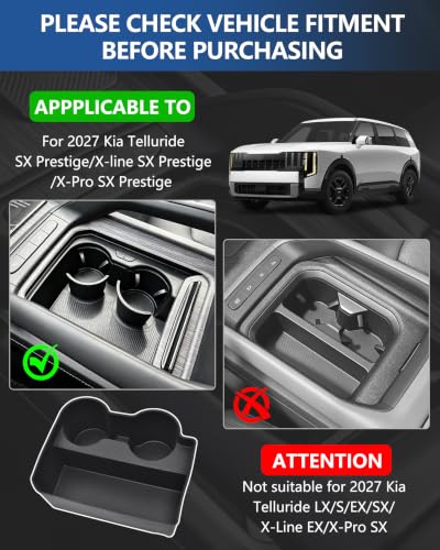 Image of Cup Holder Insert for 2027 Kia Telluride Prestige Accessories | SX Prestige /X-line SX Prestige /X-Pro SX Prestige, Non-Slip Silicone Center Console Protectorto Prevent Spills & Scratches