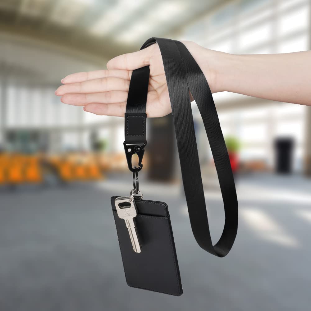 Vicloon Cordón Cuello para Key, 2Pcs Cordones de Insignia, con Hebilla de Olécranon, Correa para Cuello, Llavero Cordón, para Llavero, Tarjeta de Estudiante, Tarjeta de Autobús - Negro