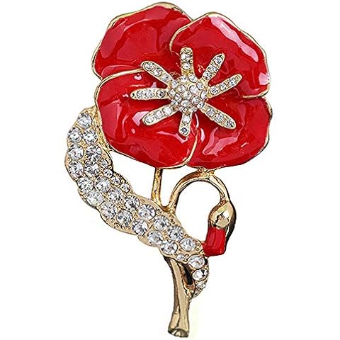 Poppy Pin Brooches Diamante Crystal Leave Red Poppy Flower Badges Remembrance Day Veterans Lapel Banquet Women Men Girls Gift 2021 Cover