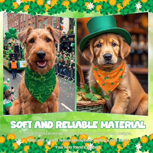 Image of Abbylike 50 Pcs St Patrick's Day Dog Bandanas Bulk Green Shamrocks Bandanas for Dogs Triangle Kerchief Bibs Scarf for Pet Irish Costume Photo Props Pet Shops Groomer, 25 Styles (25.6 x 17.7 x 17.7)