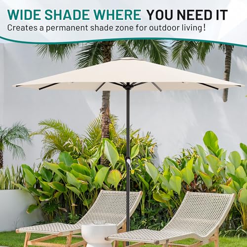 Image of AreShark 12 FT Patio Umbrella for Outdoor, Outdoor Table Umbrella with Crank, Outdoor Patio Umbrellas with 8 Sturdy Ribs, Patio Umbrellas for Market, Garden, Pool (Cream White)